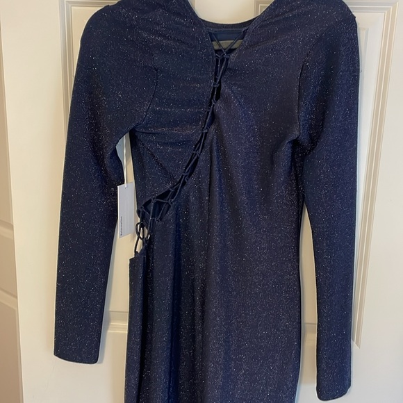 Reformation Kinsey Dress, Metallic Blue, Size Medium NWT - Picture 7 of 7